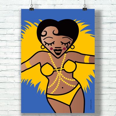 POSTER "Paris Follies" (30 cm x 40 cm) / Graphic Tribute to Josephine Baker dell'illustratrice ©️Stéphanie Gerlier