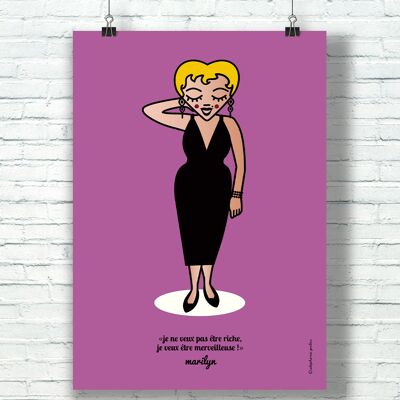 POSTER "Meraviglioso" (30 cm x 40 cm) / Omaggio grafico a Marilyn Monroe dell'illustratrice ©️Stéphanie Gerlier