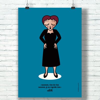 POSTER "Rien De Rien" (30 cm x 40 cm) / Graphic Tribute to Edith Piaf dell'illustratrice ©️Stéphanie Gerlier