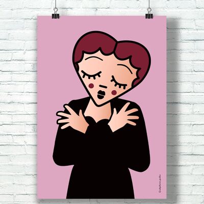 POSTER "In His Arms" (30 cm x 40 cm) / Graphic Tribute to Edith Piaf dell'illustratrice ©️Stéphanie Gerlier