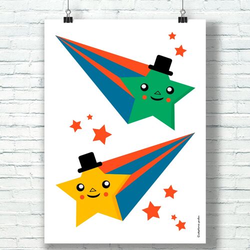 AFFICHE "Bright Stars" (30 cm x 40 cm) / par l'illustratrice ©️Stéphanie Gerlier