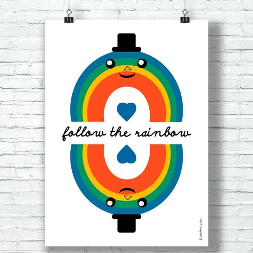 AFFICHE "Follow the Rainbow" (30 cm x 40 cm) / par l'illustratrice ©️Stéphanie Gerlier