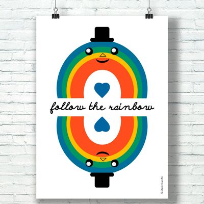 CARTEL "Follow the Rainbow" (21 cm x 29,7 cm) / por la ilustradora ©️Stéphanie Gerlier