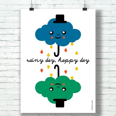 POSTER "Rainy Day" (30 cm x 40 cm) / by the illustrator ©️Stéphanie Gerlier