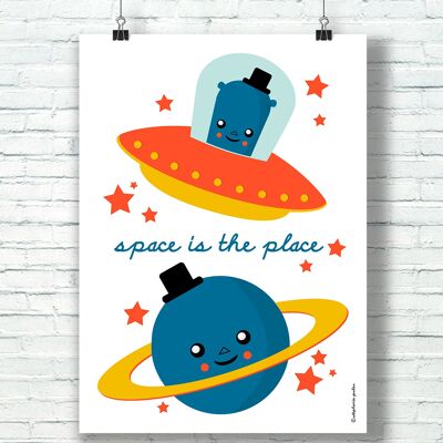 AFFICHE "Space is the Place" (30 cm x 40 cm) / par l'illustratrice ©️Stéphanie Gerlier