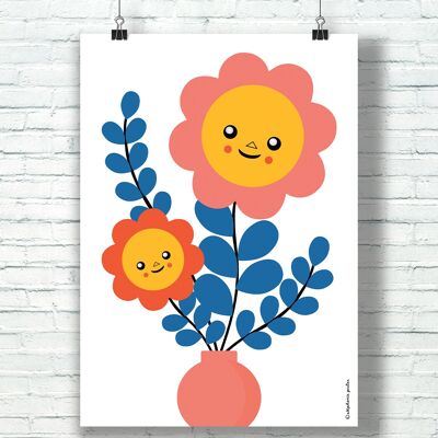 POSTER "Bouquet rosa" (21 cm x 29,7 cm) / dell'illustratrice ©️Stéphanie Gerlier