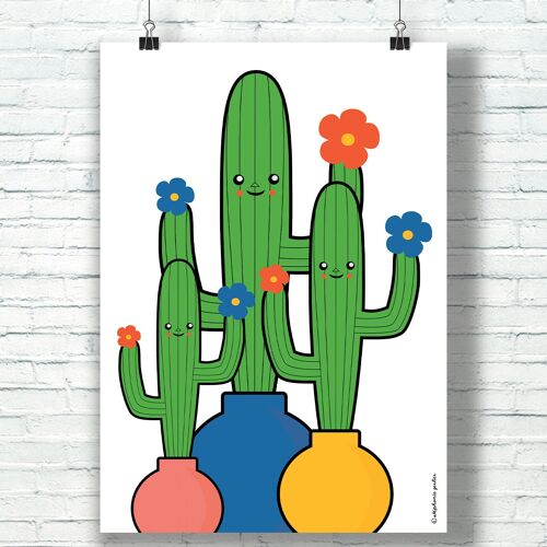 AFFICHE "Cactus Hai" (30 cm x 40 cm) / par l'illustratrice ©️Stéphanie Gerlier