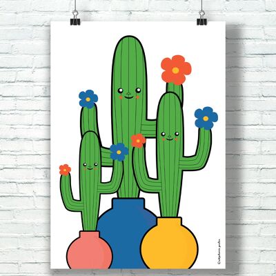 CARTEL "Cactus Hai" (30 cm x 40 cm) / de la ilustradora ©️Stéphanie Gerlier