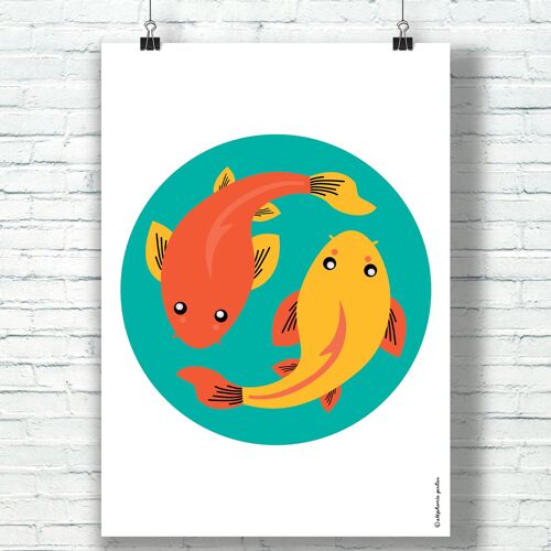 AFFICHE "Koi" (21 cm x 29,7 cm) / par l'illustratrice ©️Stéphanie Gerlier