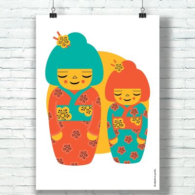 POSTER "Kokeshis" (30 cm x 40 cm) / by the illustrator ©️Stéphanie Gerlier