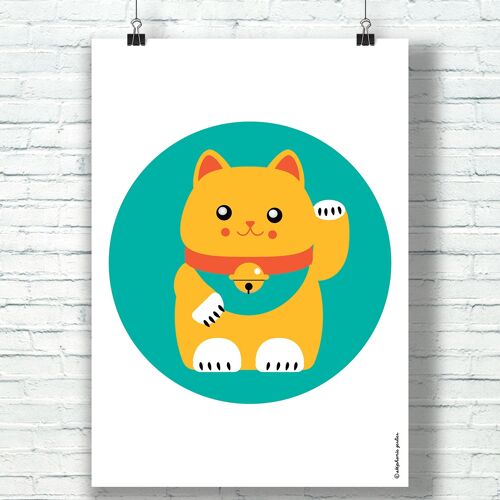 AFFICHE "Lucky Cat" (30 cm x 40 cm) / par l'illustratrice ©️Stéphanie Gerlier