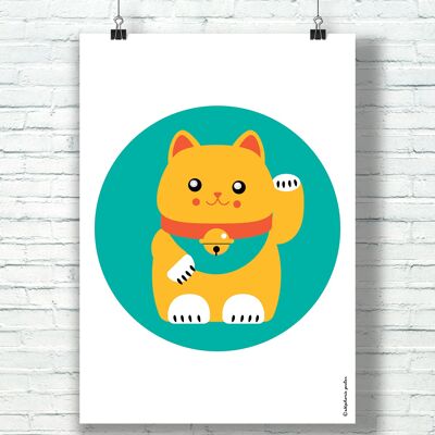 POSTER "Lucky Cat" (30 cm x 40 cm) / by the illustrator ©️Stéphanie Gerlier