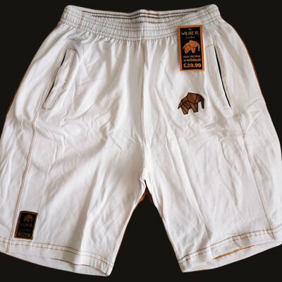 WILDZ XL Elephant Logo Pantalones cortos de baloncesto íntegramente de algodón - Blanco