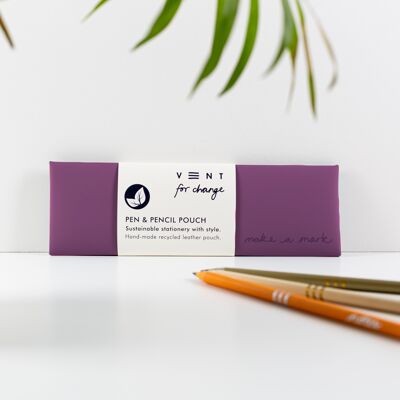 Pen / Pencil Pouch Recycled Leather - Purple