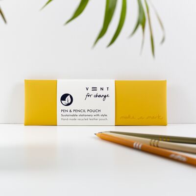Stift-/Bleistiftetui aus recyceltem Leder – Gelb