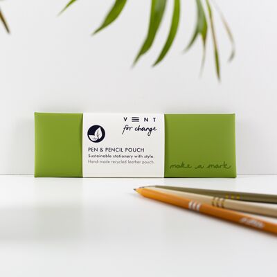 Estuche para Bolígrafos / Lápices de Cuero Reciclado - Verde