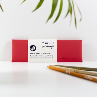 Estuche para Bolígrafos / Lápices de Cuero Reciclado - Rojo