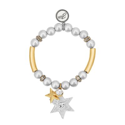 Bibi Bijoux Gold/Silber Mix Star Charm Ball Armband