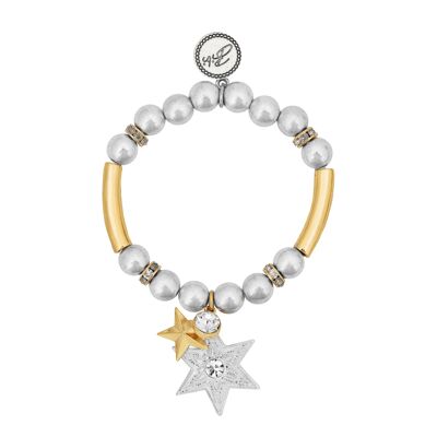 Bibi Bijoux Bracelet boule breloque étoile or/argent mix