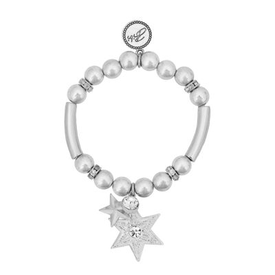 Bibi Bijoux Pulsera de bolas con dije de estrella de plata