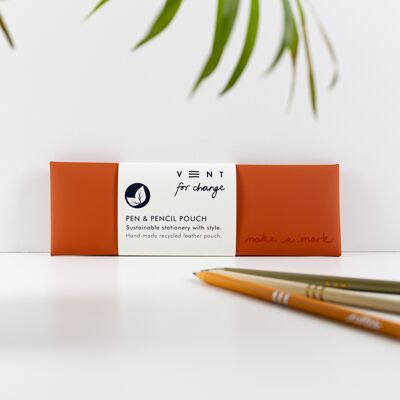 Pen / Pencil Pouch Recycled Leather - Orange