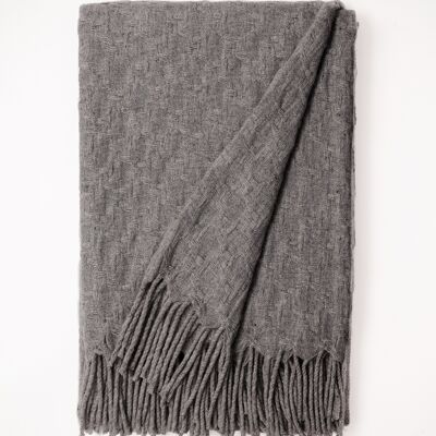 Woollen blanket - Pied-de-Coq dark grey-2