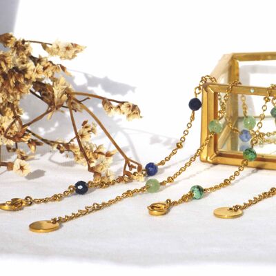 Bracelet MAKIHI Golden - Turquoise fine stone
