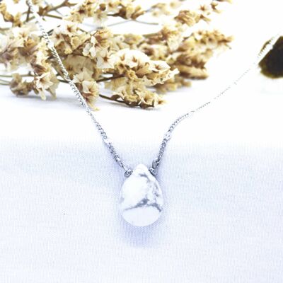 REVA necklace - Silver - Howlite fine stone
