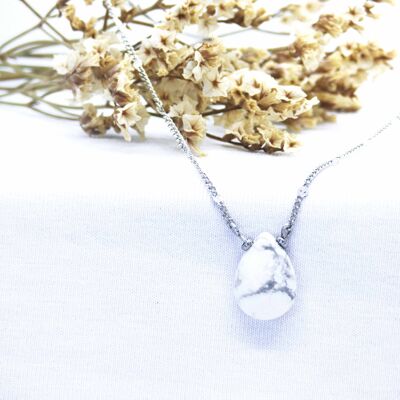 REVA necklace - Silver - Howlite fine stone