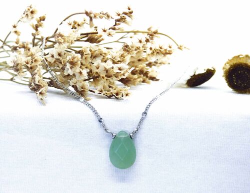 Collier REVA - Argenté - Pierre fine Aventurine