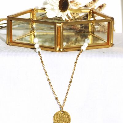 TAVAKE necklace - Gold - Howlite fine stone
