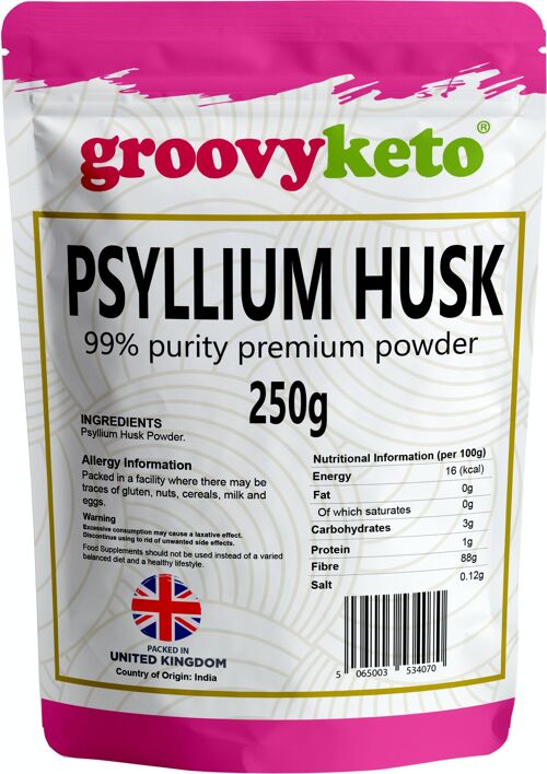 Groovy Keto Psyllium Husk Powder (99% Premium Purity) - 250g