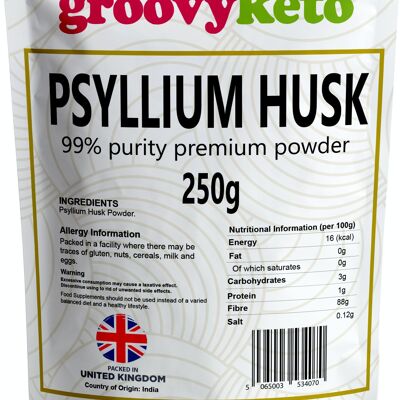 Groovy Keto Psyllium Husk Powder (99% Premium Purezza) - 250g