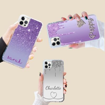 Super Deal: Pack of 3 Phone Cases - Purple Purple Silver