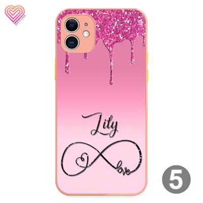 Glitter Drip Love Print Pattern Pink Color Collection - 5