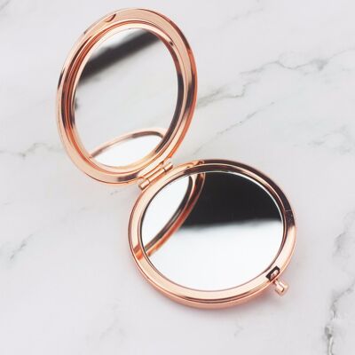 Compact Mirror - Rose Gold & Dark Sparkles On Marble - 2