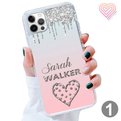 Personalised Ombre Printed Glitter Phone Case Cover - 1