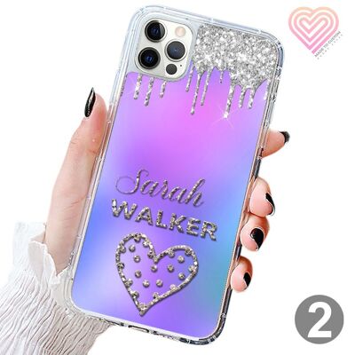 Personalisierte Glitzer-Telefonhülle mit Ombré-Print - 2