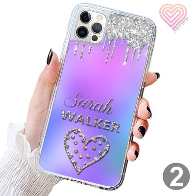 Personalised Ombre Printed Glitter Phone Case Cover - 2