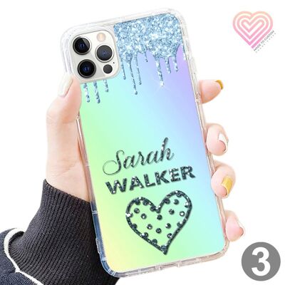 Personalisierte Glitzer-Telefonhülle mit Ombré-Print - 3