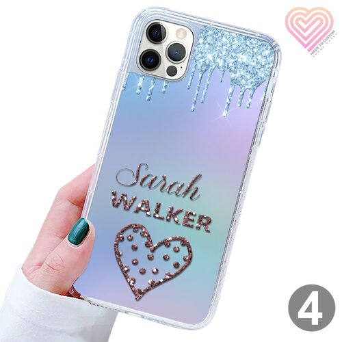 Personalised Ombre Printed Glitter Phone Case Cover - 4