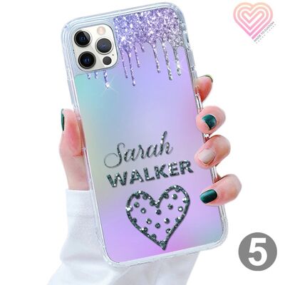Personalised Ombre Printed Glitter Phone Case Cover - 5