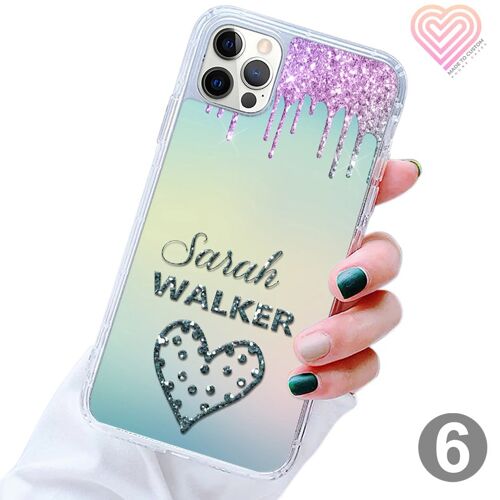 Personalised Ombre Printed Glitter Phone Case Cover - 6