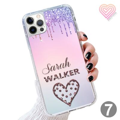 Personalised Ombre Printed Glitter Phone Case Cover - 7