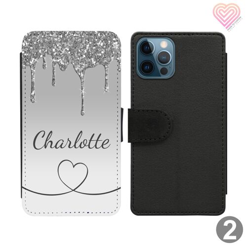 Glitter Print Drip Collection Personalised Flip Wallet Phone Case - 2