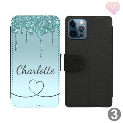Glitter Print Drip Collection Personalised Flip Wallet Phone Case - 3