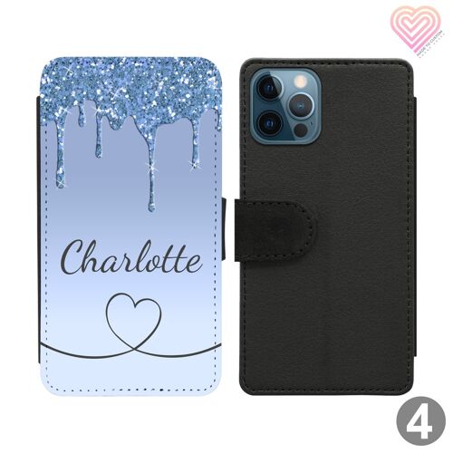 Glitter Print Drip Collection Personalised Flip Wallet Phone Case - 4