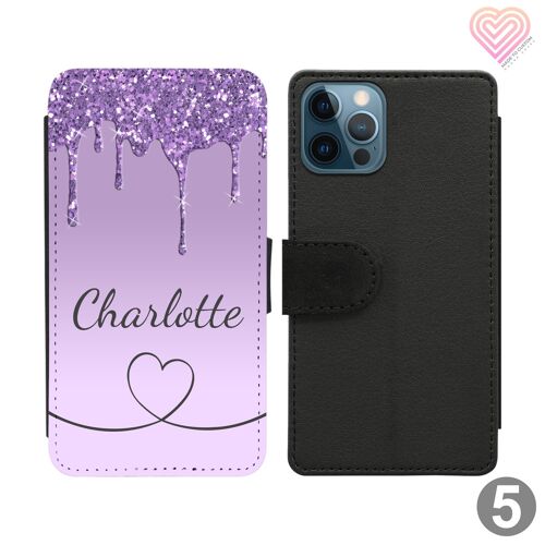 Glitter Print Drip Collection Personalised Flip Wallet Phone Case - 5
