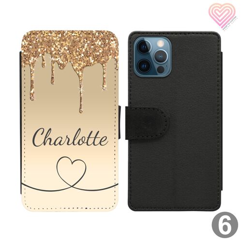Glitter Print Drip Collection Personalised Flip Wallet Phone Case - 6
