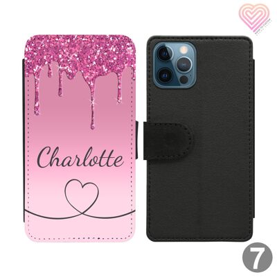 Glitter Print Drip Collection Personalised Flip Wallet Phone Case - 7